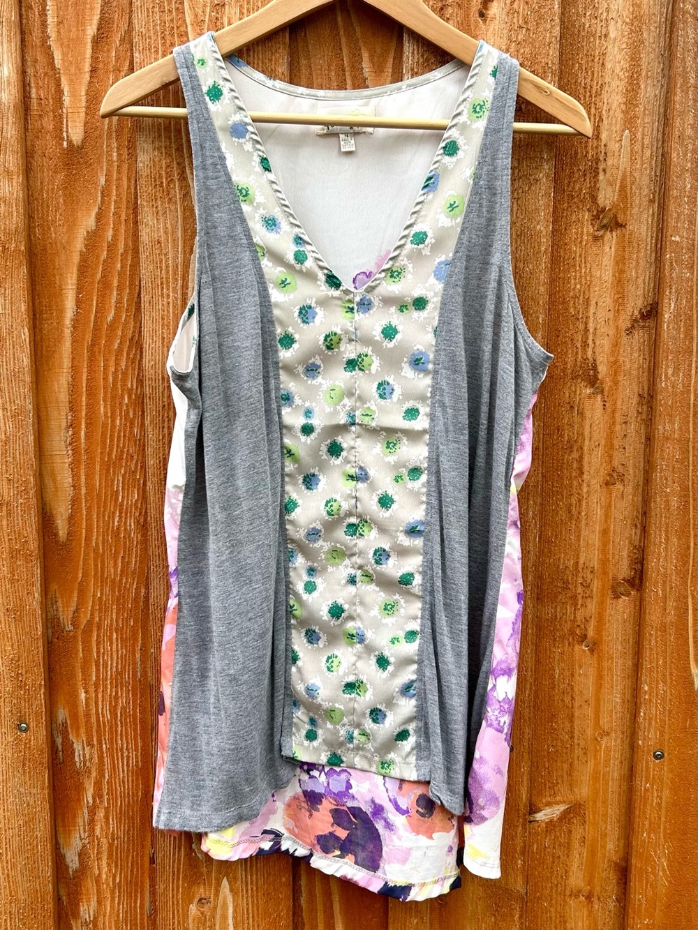 Anthropologie Porridge Floral Mixed Media Tank Top Boho Festival Size M